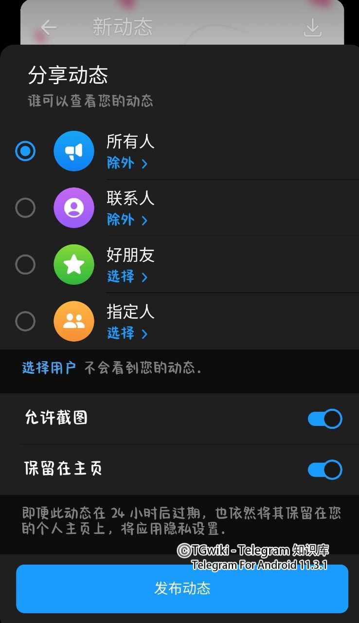 Telegram动态功能插图